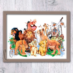 Poster Le roi lion, impression sur le roi lion, décoration murale, illustration du roi lion, oeuvre d'art pour chambre d'enfant V686