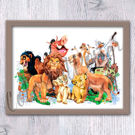 Affiche Roi Lion Impression Lion King décoration murale Roi Lion  illustration Nursery art V686