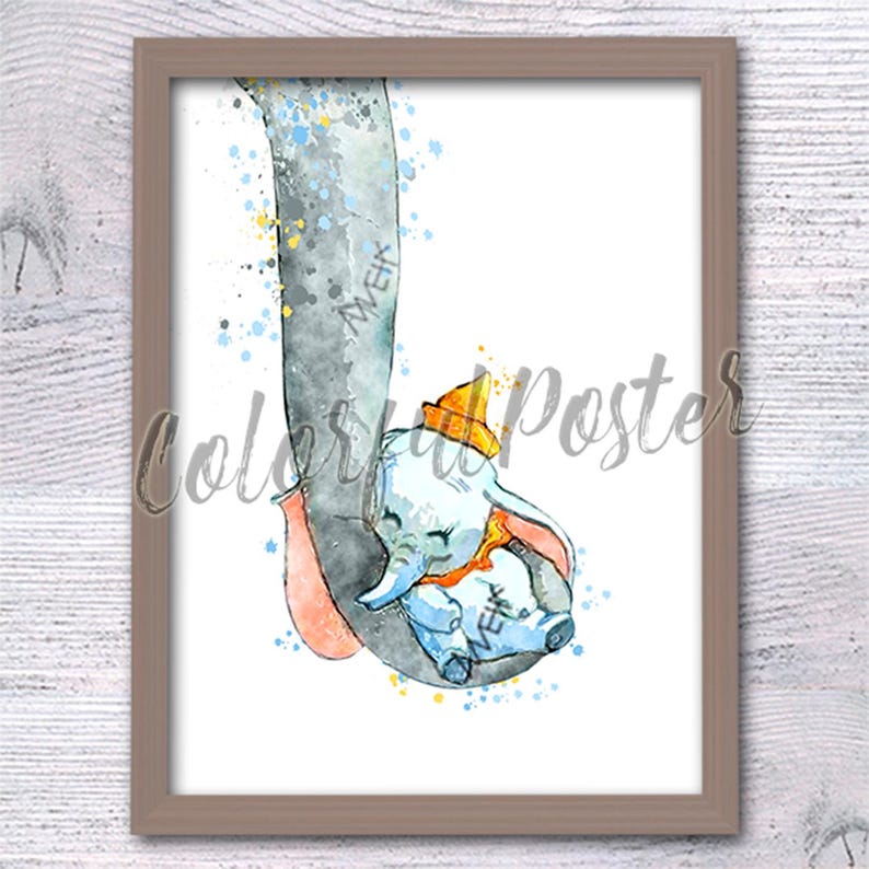 Dumbo Watercolor Print Set: Baby Room Wall Art V615 image 4