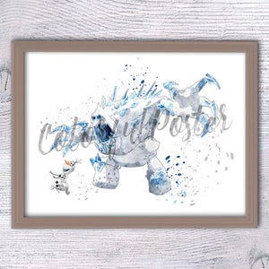 Marshmallow and Olaf from Frozen kingdom,  wall decor,  wall hangings, Frozen art, Elsa Anna poster, frozen kingdom decor V142
