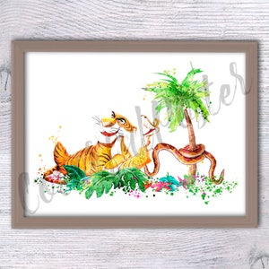 Dschungelbuch Poster Shere Khan Druck Das Dschungelbuch Kaa Illustration Kaa wanddekor Kinderzimmer Wandkunst Kinderzimmer Dekoration V467