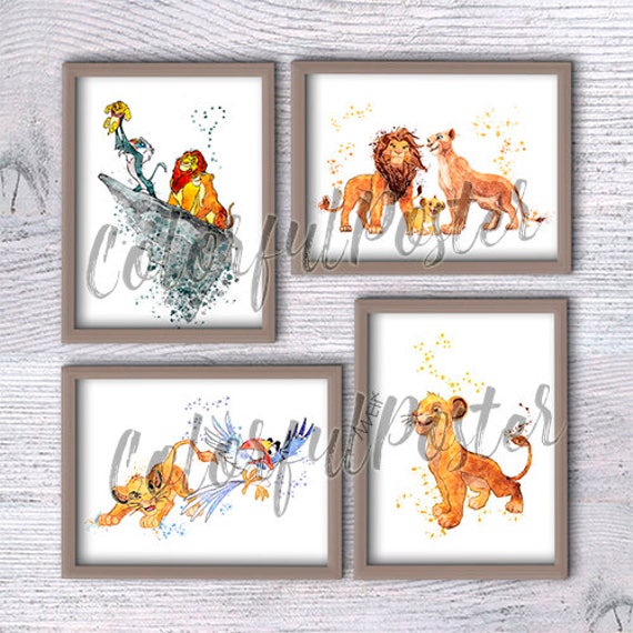 The Lion King Watercolour Art Print Nursery Wall Decor A4 Picture Poster 