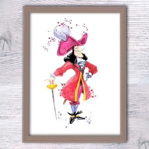 Captain Hook poster Disney villain Peter Pan print Disney wall decor Birthday gift Kids room wall art Nursery decor V177