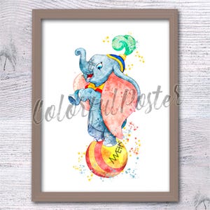 Dumbo Watercolor Print Set: Baby Room Wall Art V615 image 6