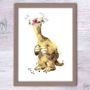 Sid Ice Age Watercolor Poster: Cartoon Nursery Wall Art V127 image 1