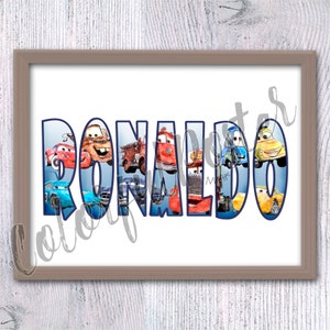 Personalized Cars name Custom cars and planes Birthday gift Cars wall decor Personalized print Custom name Wall art Home decor V661