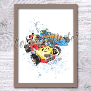 Impresión de Mickey Mouse Mickey y los Roadster Racers Póster de Mickey Mouse Decoración de pared de Mickey Arte infantil V826