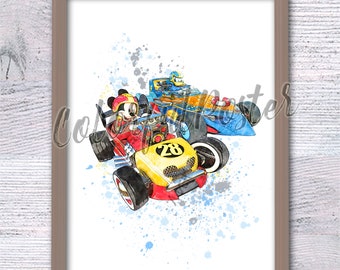 Micky Maus Roadster Racers Print: Kinderzimmer Wandbild