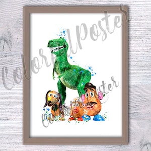 Plakat Toy Story Wydruk Toy Story Przyjaciele Toy Story Sztuka do pokoju dziecięcego Akwarela Toy Story Dekoracja pokoju dziecięcego Prezent urodzinowy Dekoracja domu Sztuka ścienna V302