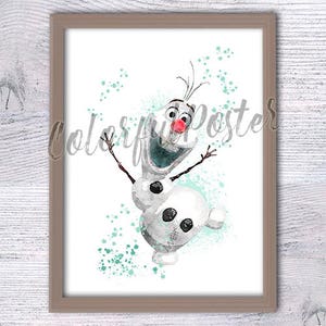 Olaf print Frozen Olaf the Snowman poster  Frozen wall decor Nursery room decor Baby shower gift Kids room wall art V138