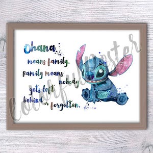 Stitch  Print Ohana Means Family Stitch Print Ohana Print family Lilo and Stitch Art  Watercolor  Art  fan art V183