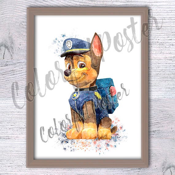 Chase Paw Patrol Poster Paw Patrol Print Paw Patrol Wall Art | Etsy