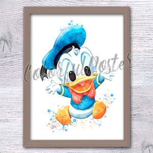 Baby Donald Duck Poster Disney Wanddeko Baby Donald Druck Kinderzimmer Kunst Disney Aquarell Disney Donald Poster V843