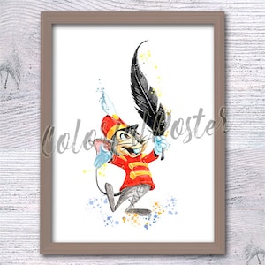 Dumbo print Timothy Q Mouse poster Dumbo friend Timothy wall decor Dumbo the Elephant Wall art Birthday gift Nursery art Home decor V613