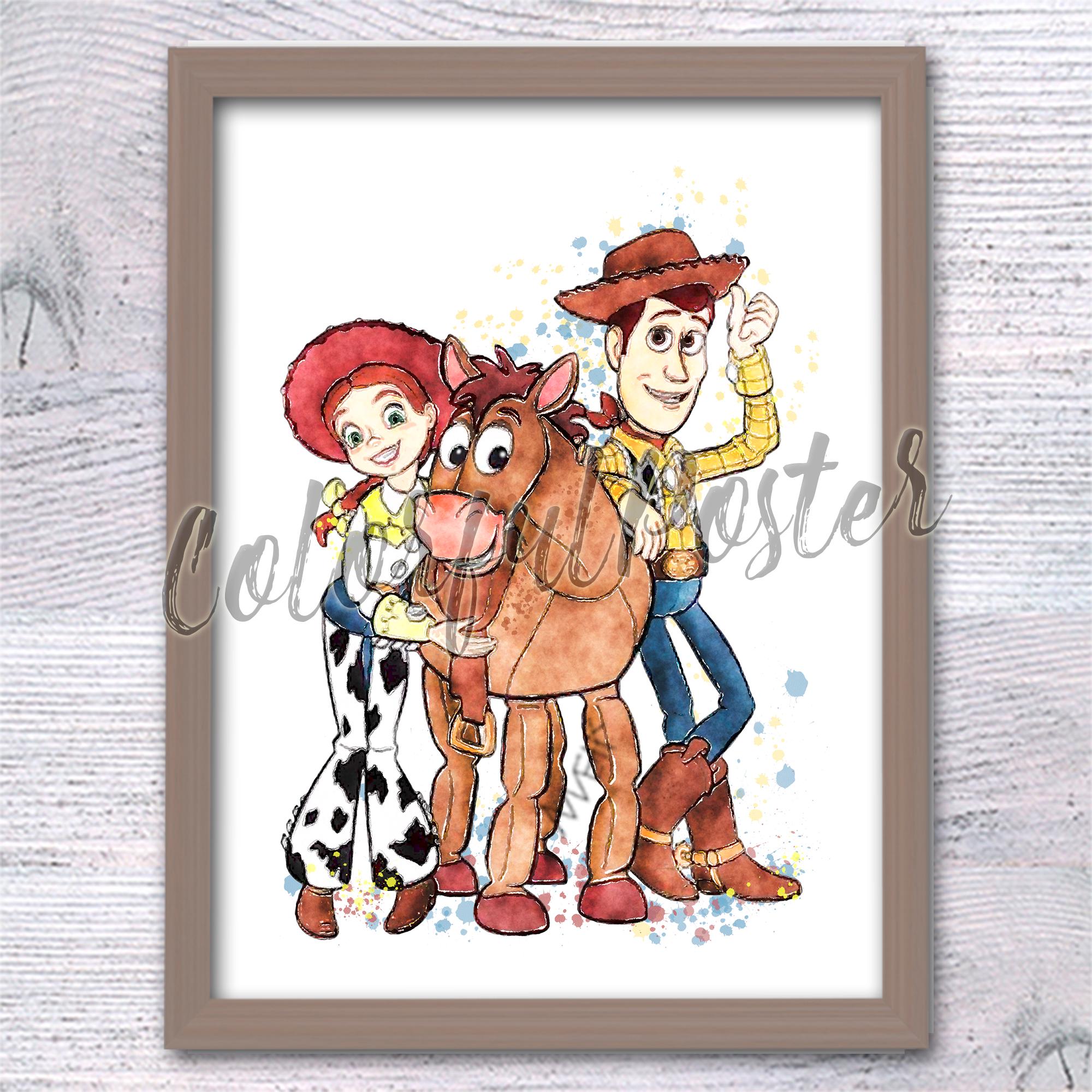 トイ・ストーリー2 プリント：ジェシー、ウッディ、ブルズアイ