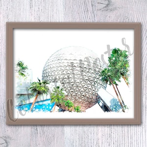 Disney Themenpark Disney Icon Spaceship Earth Druck Disney Wanddeko Disney Epcot Themenpark Disney Poster V674
