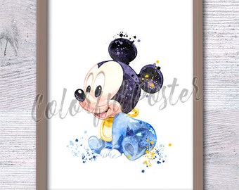 Mickey Mouse baby Disney Mickey print Disney wall decor Mickey Mouse poster Nursery art Disney print Kids room decor Baby shower gift V560