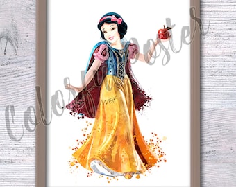 Snow White print Snow White poster Princess wall decor Nursery art Gift for her Fairy tale print Home decor Birthday gift Wall art V196