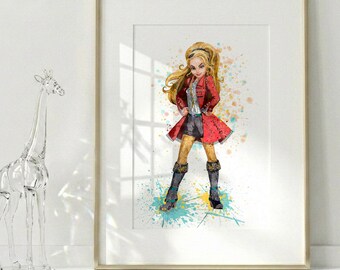 水彩画家　ジェーン　ウィッチの作品　「Magic」 ディセンダント CJフック 水彩画プリント：フック船長の娘 V652 - Etsy