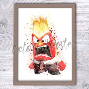 Anger Inside Out Poster, Disney Pixar Inspired Print, Kids Room Decor, Emotion Wall Art, Cartoon Character Print, Birthday gift V527