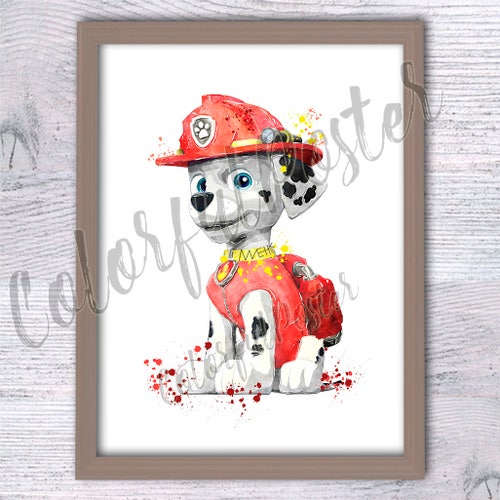 Chase Paw Patrol Poster Paw Patrol Print Paw Patrol Wall Art Etsy