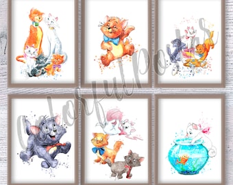 Aristocats Prints - Set of 6 Physical Posters - Nursery Wall Art Aristocats Prints - Set of 6 Physical Posters - Nursery Wall Art