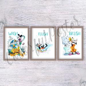 Mickey Mouse Bathroom Wall Art, Disney Bathroom Decor for Kids, Fun Cartoon Print, Cute Washroom Poster, Gift for Disney Fans V811