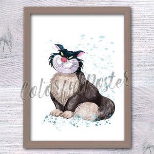 Cinderella Lucifer print Tremaine cat  wall decor Cat Lucifer poster  villain Cinderella print Nursery art V709