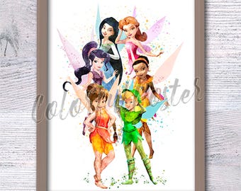 Tinkerbell Fairy Print, Disney Inspired Wall Art, Magical Nursery Decor, Children's Bedroom Art, Pixie Dust Poster Gift V502