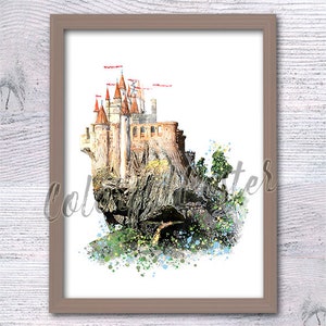 Snow White castle Princess castle Magic castle Snow White print Princess wall decor Snow White poster Nursery art Fairy princess V192