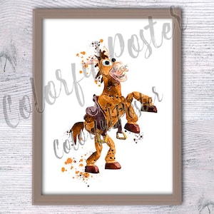 Plakat Toy Story Wydruk Bullseye Dekoracja ścienna Toy Story Koń akwarela Prezent urodzinowy Plakat Bullseye Sztuka do pokoju dziecięcego Akwarela Toy Story V306