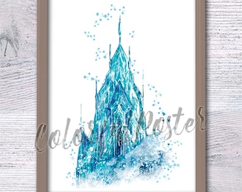 Frozen Castle Print: Elsa's Ice Palace, Kids Room Decor V534