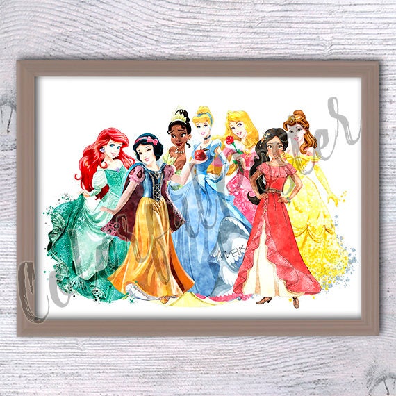 Disney Castle Bundle Set of 6 Disney Art Illustration Watercolor Bedroom  Nursery Decor 