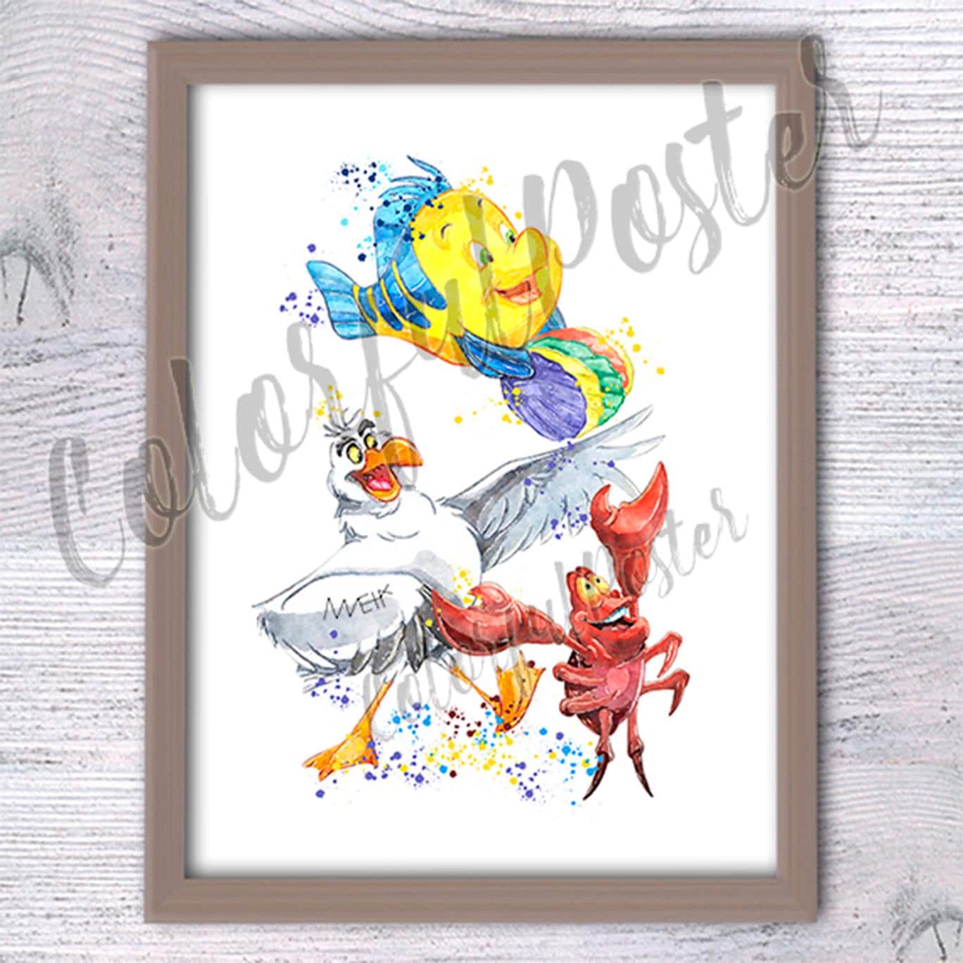 Little Mermaid Print the Little Mermaid Poster Wall Decor Ariel Friends ...