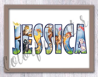 Bambi Nursery Art: Personalized Name Print, Custom Wall Decor V696