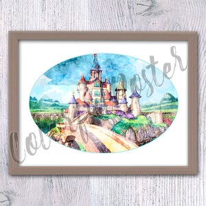 Castillo de Sofía la Primera Decoración de pared del castillo Arte infantil Princesa Sofía Castillo de acuarela de Sofía Arte de pared para habitación de niños Princesa linda V587