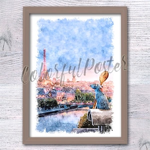 Impresión de Ratatouille Ratatouille París Decoración de Ratatouille Regalo de cumpleaños Póster de Ratatouille Arte de pared Decoración de cocina Arte infantil Decoración del hogar V712