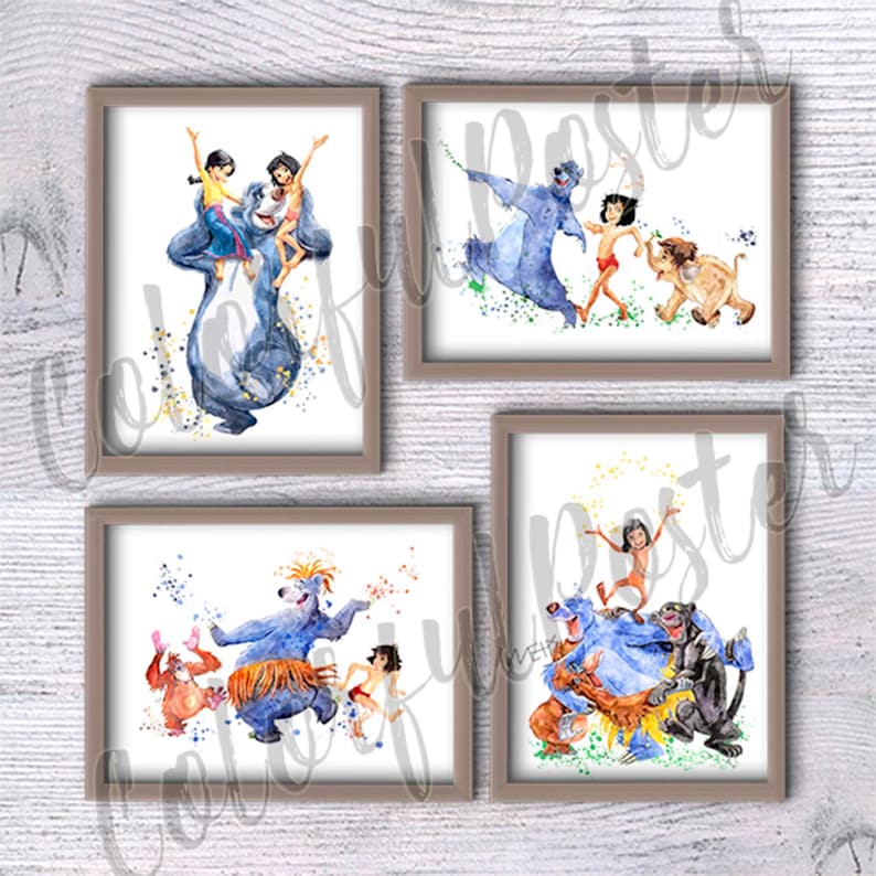 Jungle Book print Jungle Book poster Jungle Book home decor Mowgli print Birthday gift Mowgli poster Nursery wall art Christams gift V681 image 1