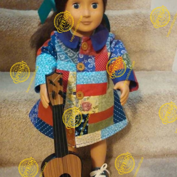 Coat of many colors, for 18" dolls, Dolly Parton coat, fits A G, Our Generation, My Life, custom made, NOT IN STOCK