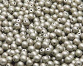 100pcs Czech Pressed Glass Beads Round 4mm Jet Metallic Suede Gold