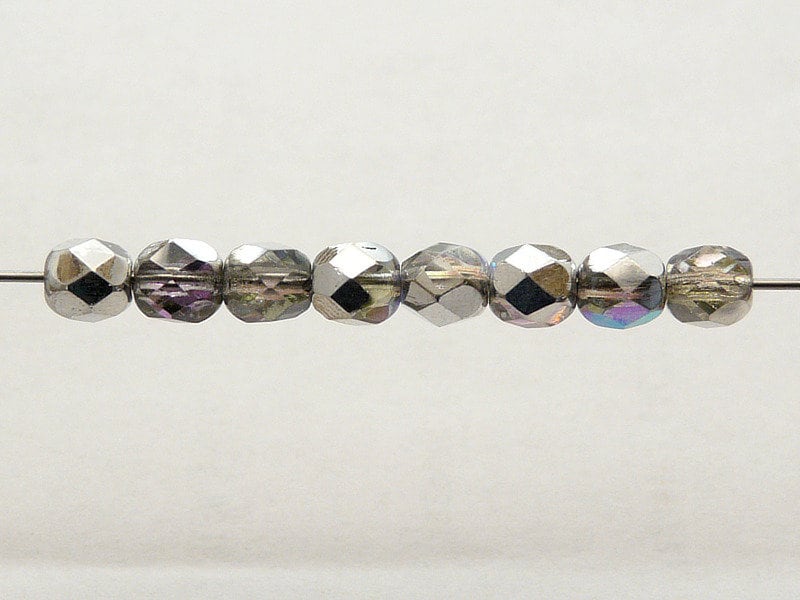 50pcs Czech Fire-polished Faceted Glass Beads Round 6mm