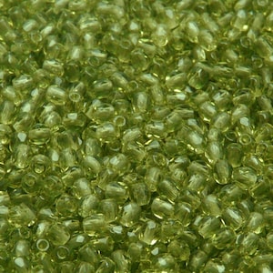100pz Perline Di Vetro Sfaccettate Ceche Lucidate A Fuoco Rotonde 3mm Olivina (A 01-24)