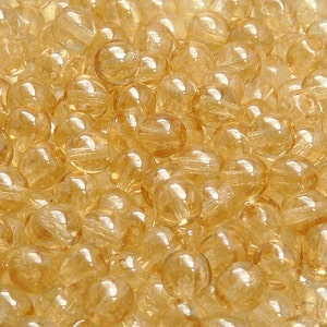 50pcs Czech Pressed Glass Beads Round 6mm Crystal Orange Luster