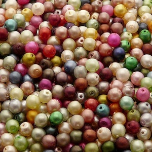 40gr Czech Pressed Glass Imitation Pearl Beads Round 4mm Color MIX Matte
