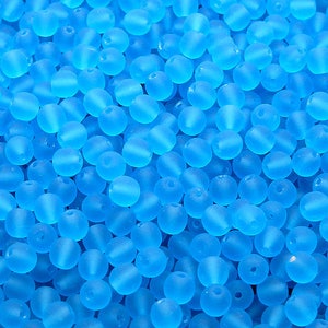 100pcs Czech Pressed Glass Beads Round 4mm Aquamarine Matte