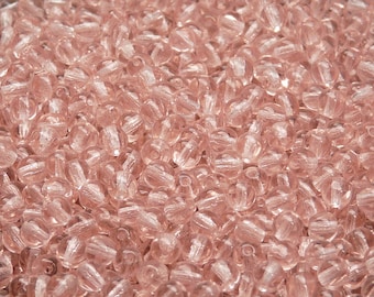 100 cuentas de vidrio prensado checo redondas de 4 mm Rosaline