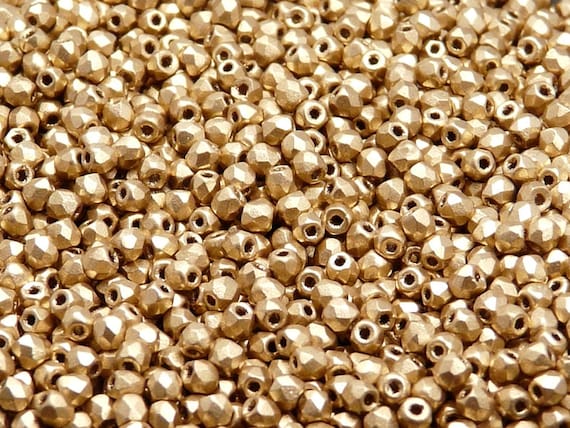 20 Perles Facettes Bohême 8mm Bronze Or Mat - Fabrication Française - Livraison Gratuite