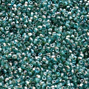 100 perle di vetro sfaccettato ceco lucidate a fuoco rotonde da 2 mm, color acquamarina chiaro, celsiano
