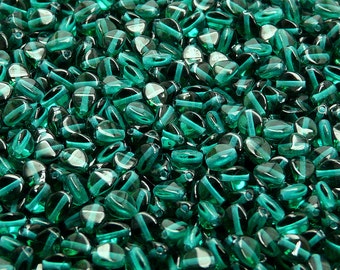 100pcs Czech Pressed Glass Beads Pinch 5mm Emerald