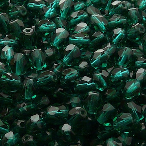 50 pezzi perle di vetro sfaccettato ceco lucidato a fuoco rotonde 6 mm smeraldo (A 11-20)